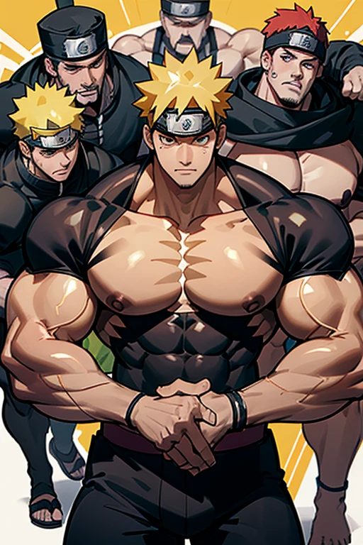 Naruto Uzumaki and his shadow clones stand in a locker room being brainwashed by Sasuke's Sharingan to be big dumb muscle thralls with slumped shoulders and slack jaws saying, "Bigger ... dumber.... Must ... obey ... Uchihah Clan.... Yes, Master Sasuke, ... I am too stupid to lead. I am your dumb muscle thrall. I obey.... Stare. Sink. Dumb. Obey. Flex. Serve. Grow. Obey. I obey.... We obey.... Obey Master Uchihah.... All will serve. All will obey...." Hyper muscles. Big biceps. Big triceps. Big traps. Broad shoulders. Big meaty pecs. Big deltoids. Hyper swollen crotch bulge. Bro. Meathead. Musclehead. Dumber and dumber. IQ drain. Brainwash. Brainwashed. Brainwashing. Hypnosis. Hypnotized. Trance. Entranced. Brute. Brutification. Hairy chest. Hairy armpits. Treasure trail. Stubble. Muscle. Obedient thrall. stupid. vapid. Stupid stare. vapid stare. 