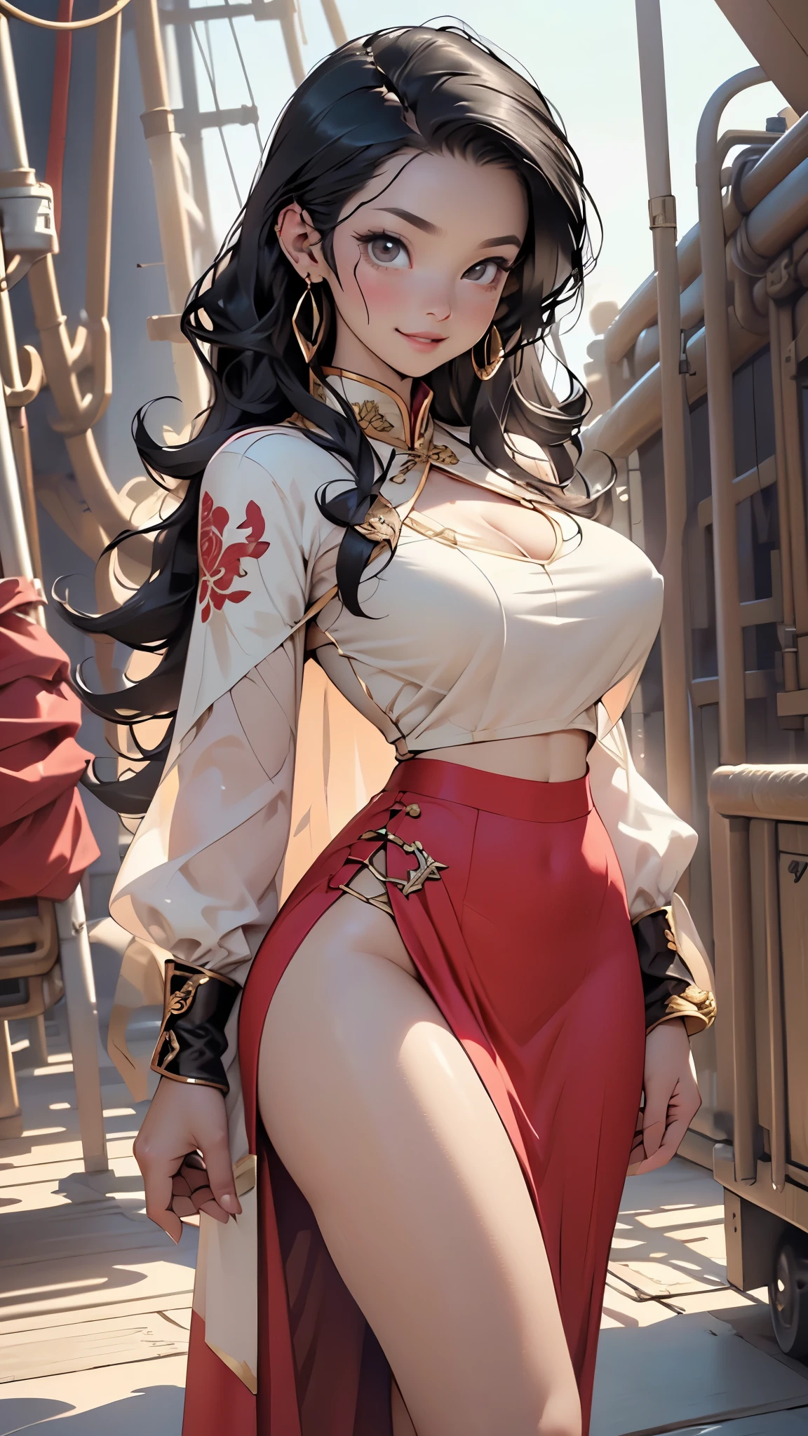 masterpiece, Best Quality, absurderes, Perfect Anatomy, Unity 8k Wallpapers,best anime,cowboy shot,20歳の美女、boa hancock,black hair,long hair,center parted bangs,crying face,large breasts,