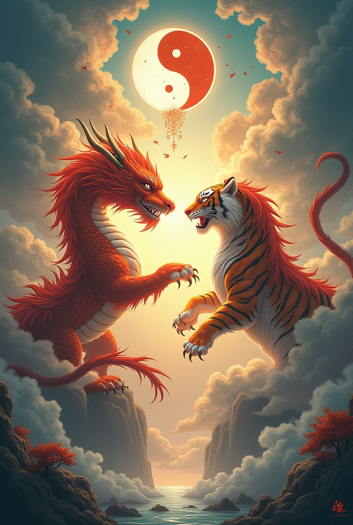 Tiger attack dragon