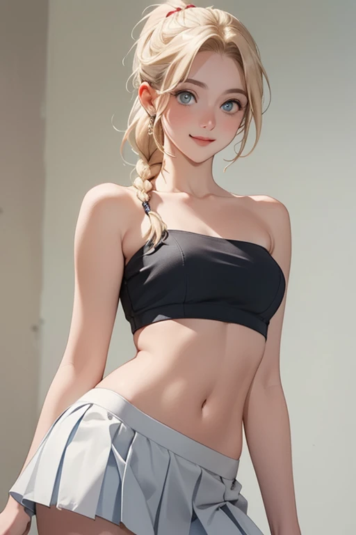 1 girl, wearing short shorts, tight shirt, thin waist, Beatrice re: zero, small breasts, delicate face, no smile, blonde hair