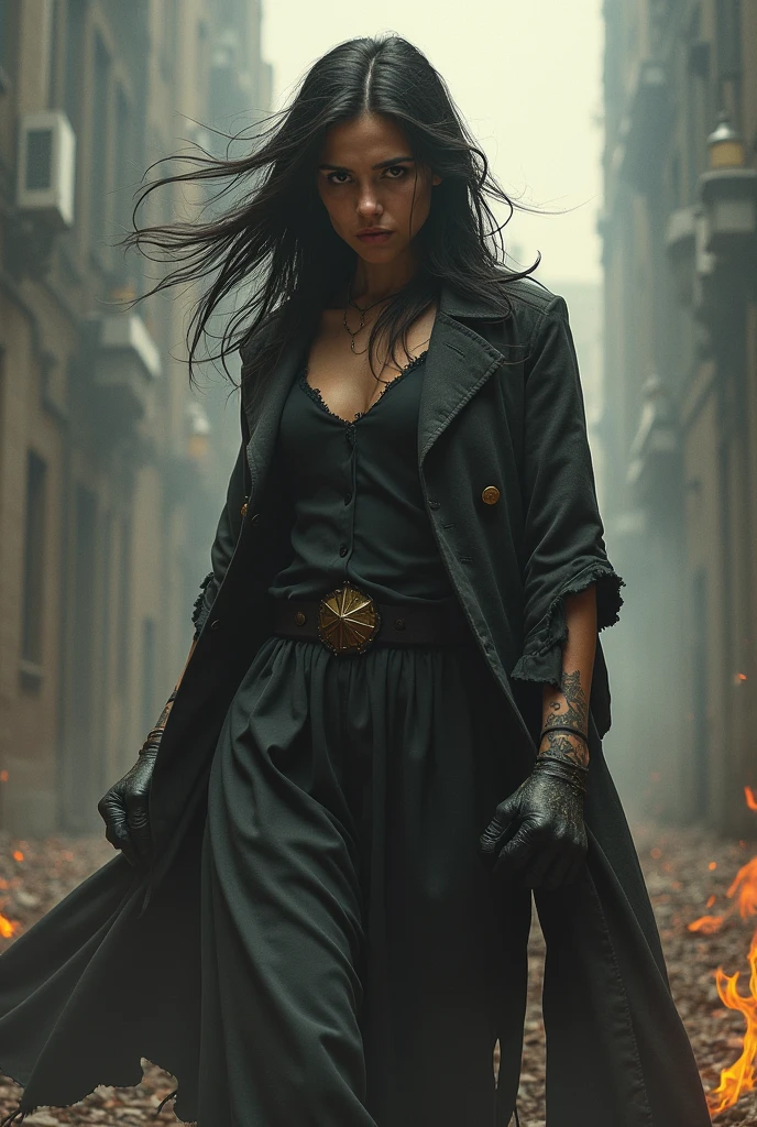 a mysterious woman in a world of chaos