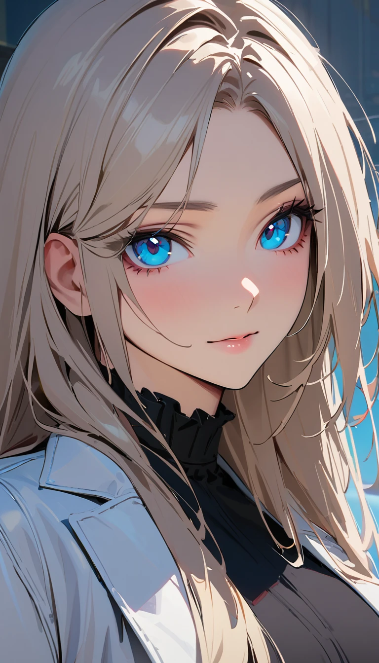 masterpiece , modern, Verism, masterpiece, super detail, best quality, 4K ,((Adult face)), woman,Wearing a white coat,Mature woman