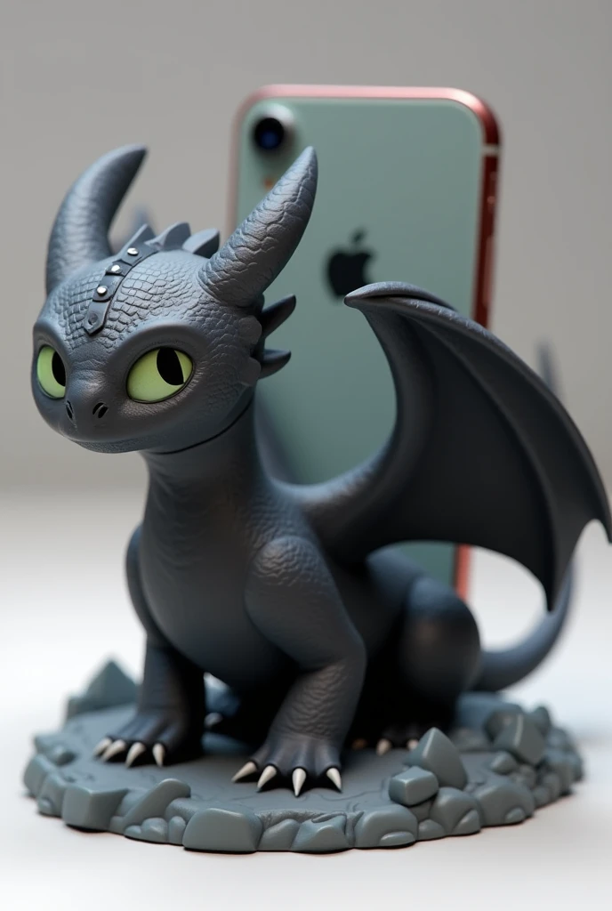 Create a cell phone stand based on the dragon character Toothless from the movie How to Train Your Dragon