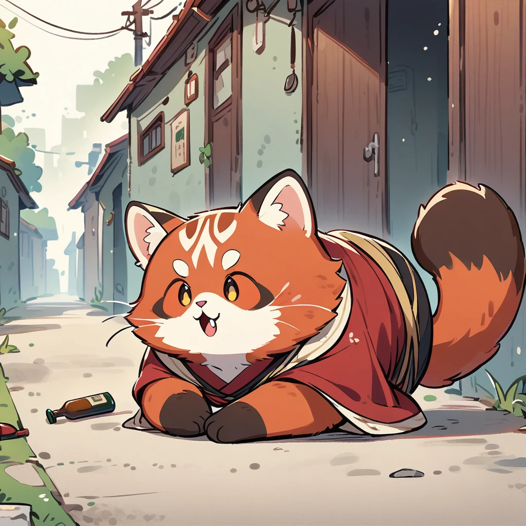 Red panda in kimono,