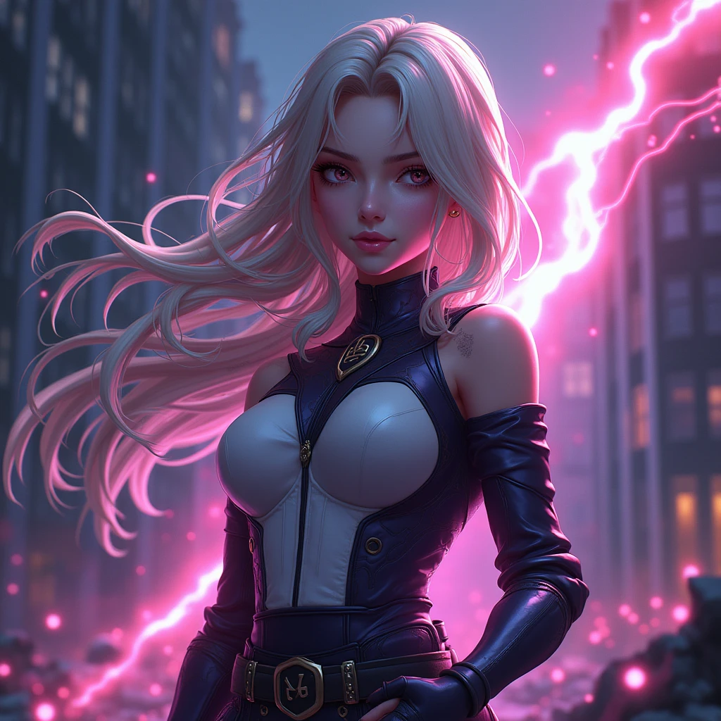 (closeup:1.2),
([Lana Del Rey|Emma Watson]:1.1) woman, centered, screaming witch, dark, (huge moon, symmetric full moon:1.1),
(wearing Cyberpunk transparent clothing:1.2), glossy, see-through clothes, vivid vibrant glowing neon toxic colors, triadic colors,

glowing blue eyes, detailed pupils, glowing eyes,
open mouth, teeth, cuspids, sharp teeth,
wearing industrial goth clothes,

neon lights, glowing colors, backlight, glowing contours, outline, gold highlights,

spiderwebs, dripping blood, elegant, fit, fashion, evil,


lightning bolts at background, storm, tornado, 
disney artwork, unreal engine, artstation, detailed, digital painting, cinematic, unreal 5, daz, hyperrealistic, octane render,