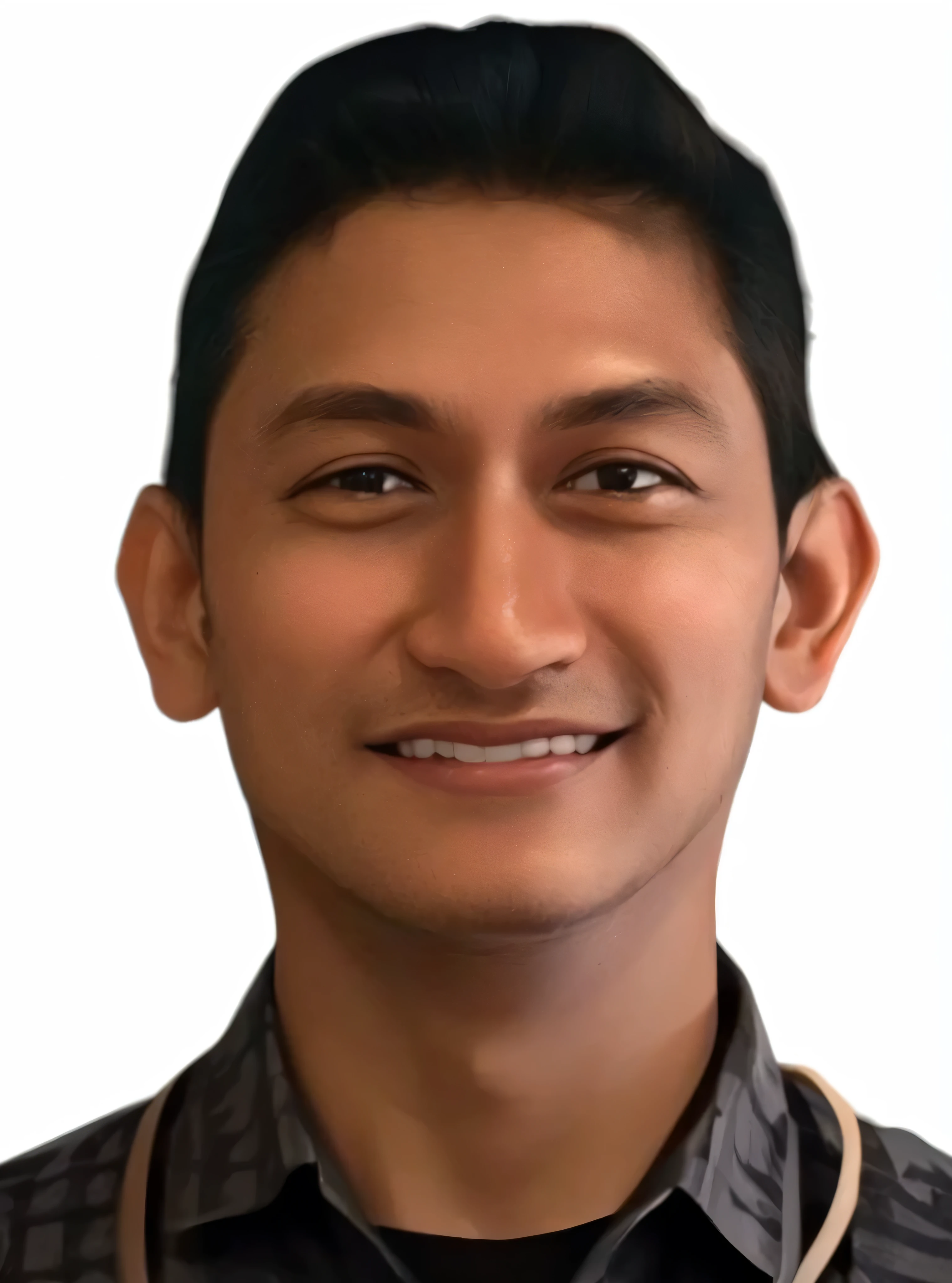 smiling man with black shirt and black tie and black shirt, south east asian with round face, headshot profile picture, jayison devadas, realistically rendered face, single realistic face, with accurate face, highy detailed face, brown skin man with a giant grin, face very realistic, generate realistic face, face realistic, realistic face, headshot photo, accurate detailed face, caricature illustration, full protrait, potrait, caricature style, chibi, caricature!!!, foto realistic, 3 d, 3d, charactor, photo 3d, 3d render