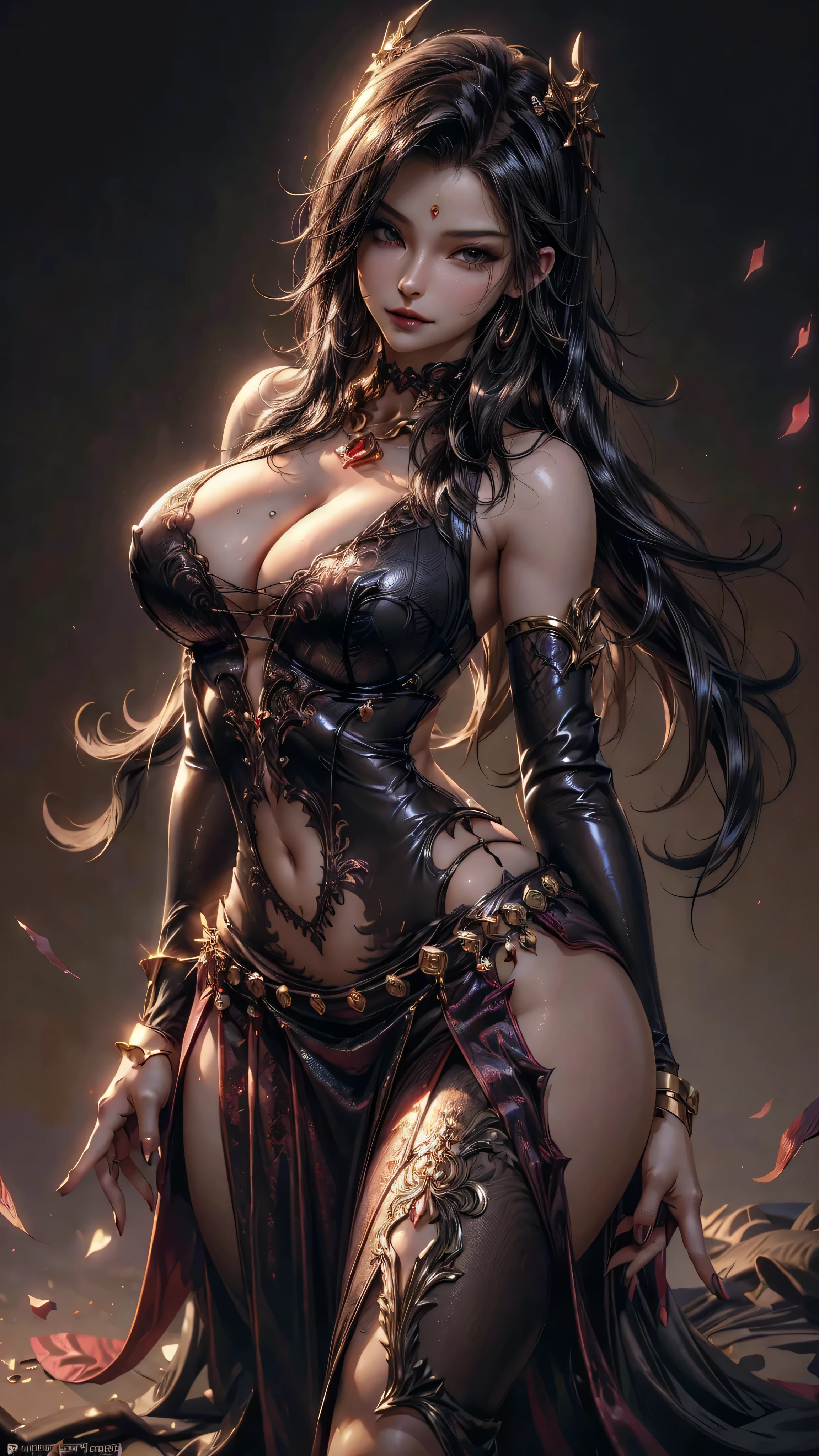 A gorgeous woman wearing a chain corset and a ((chainpunk)) aesthetic. She has long hair made entirely of chains, with belts and straps accentuating her figure. The overall theme of the image is centered around chains, symbolizing strength and sensuality. The image should be high quality, with ultra-detailed features and a realistic, photorealistic style. The color palette should be vibrant, with a focus on metallic tones and dark hues. The lighting should create a dramatic effect, emphasizing the contours of the woman's body and the intricate details of the chains.