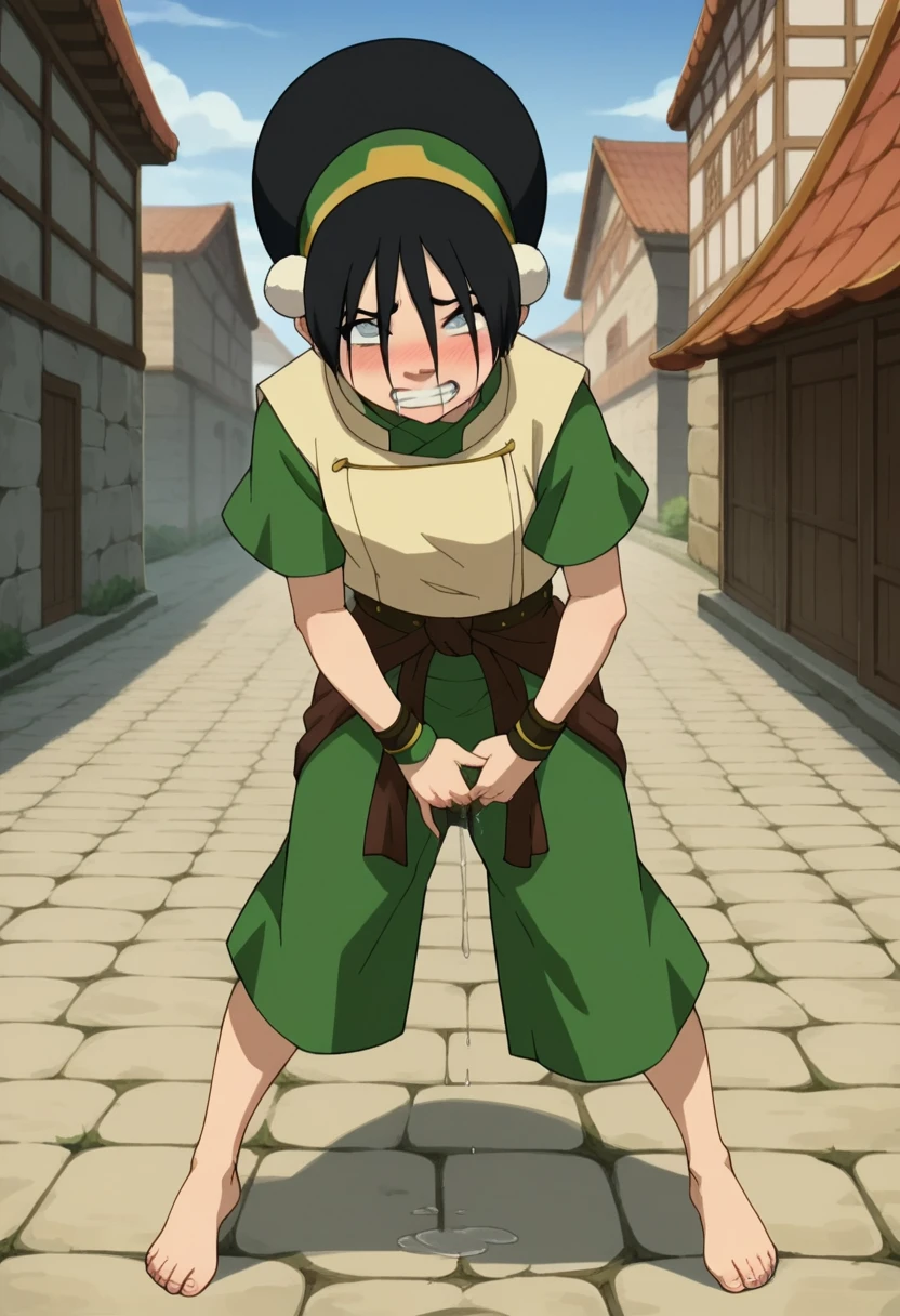 score_9, score_8_up, score_7_up, score_6_up, score_5_up, score_4_up, BREAK, source_anime, 1girl, toph, bangs, black hair, blind, grey eyes, hair between eyes, pale skin,, (masterpiece, best quality), intricate details, medium breast, small waist, beautiful face, perfect illumination, beautiful detailed eyes,looking at viewer, stunningly beautiful woman, detailed hairstyle, detailed background,shorts, detailed fantasy background, (sweat:1) fanny_packing, 1girl,1boy,huge penis,suspension,nude,nipples, bsdm,spread legs,small breasts,thighhighs,vaginal,,outdoors,(clenched teeth),grin,arms up,armpits,huge testicles,rope,chain,collar,large insertion, insertion bulge stomach, great cock insertion on pussy,muscular male holding girl, reverse upright straddle, crying face girl, cum explosion, roalling eyes