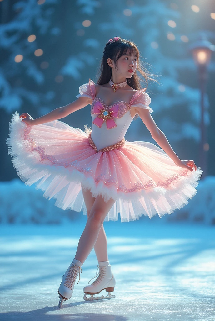 SFW, ExtremelyDetailed (((Kawaii Ballet Girls Group in a row:1.37))), Childish perfect face, Reflective Eyes, Detailed(Delicate Clothing textures), Corrected Leg Line, Corrected Hand, (Correct limbs), Dynamic Joyful Expressions LifeLike Rendering, ((Specular Reflection:0.8)), TopQuality 8K Ultra-detailed masterpiece (ProfessionalPhoto:1.37)(Acutance:0.8),(Luminism:1.28), Light particles, (Muscle:-0.5), (Transparent Skirt), facing away (Clearly visible Beautiful hip shape) (from side)