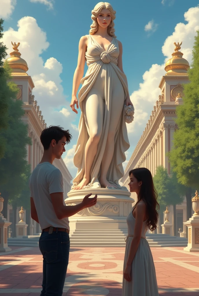 Man fucking a female statue in the butt