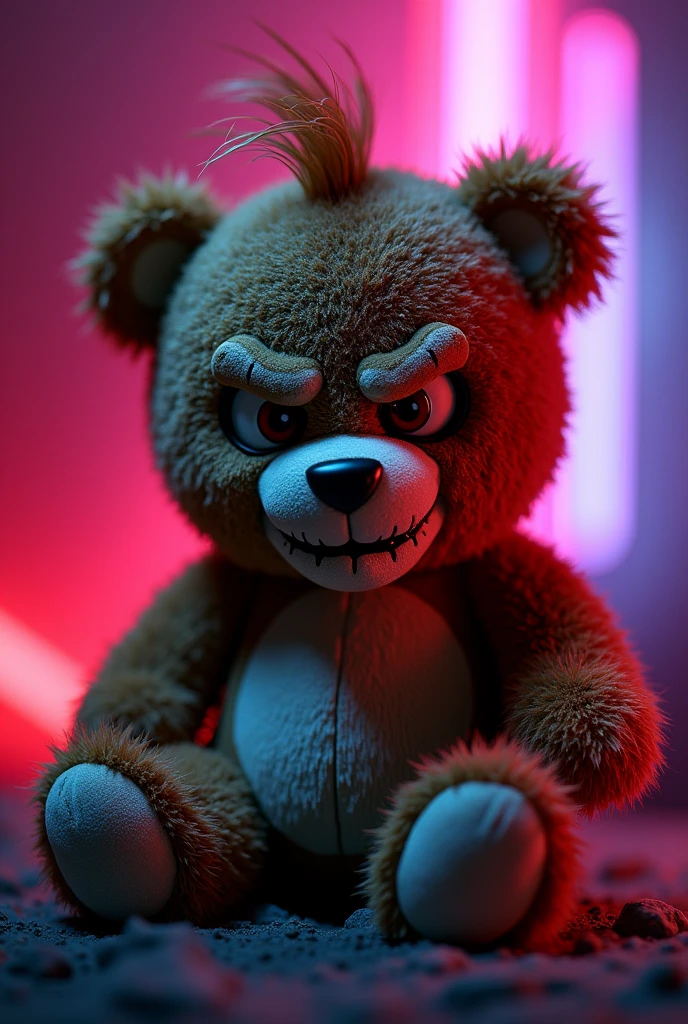 Scary looking red teddy bear