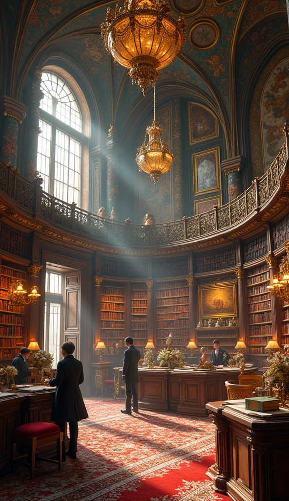 Library area decorated in a Maximalist Interior Design style