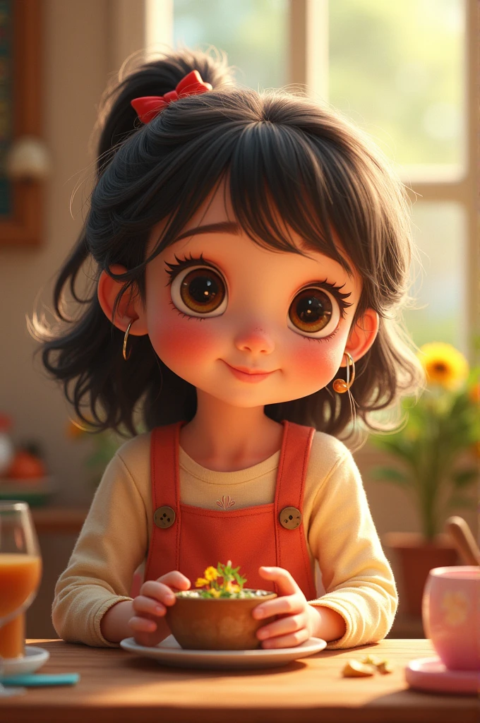 Image of a girl,child, holding 2 apples