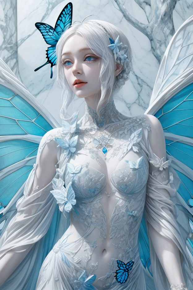 Blue Hair Surrealism, Character table, Reference Table, Standing painting, 8k, Super Detail, 1080P, Women HD, 4K, 8k, 16k, high resolution, best quality, high quality, Anatomically correct, masterpiece, precise, Ultra HD，grace，Unreal Engine，Delicate face，Long braids，slim，Long legs，miniskirt