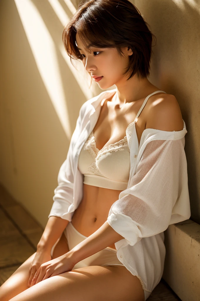 (8k, RAW photos, top quality, masterpiece: 1.2), ultra detailed, super resolution, (real, real photos: 1.37), portraits, high definition RAW color photos, professional photos, very detailed and beautiful, highly detailed, 8k wallpapers, amazing details, huge file size, official art, highly detailed CG Unity 8k wallpapers, highly detailed beautiful girls, highly detailed facesHighly detailed eyes, very detailed skin, highly detailed fingers, highly detailed nose, highly detailed detailed mouth, perfect anatomy, detailed background, detailed clothes, one girl, (20:1.2), 20s, cute girl, realistic body, petite, white skin, radiant skin, slim body, black hair, short hair, (dull bangs: 1.2), smile, cute, youthful, cute face, realistic face, delicate eyes, SAGGING EYES, (((NAKED WITH A TOWEL)), ((ONSEN)), (NO BRA))), ((WET BODY)), (WET HAIR)), (SAD EXPRESSION)))), (SEXY AND DYNAMIC POSE)), SEE-THROUGH, NECKLACE, EARRINGS, LOOKING AT CAMERA, COWBOY SHOT, CONTRAPPOSTO, DYNAMIC LIGHTING, C CUP BREASTS,