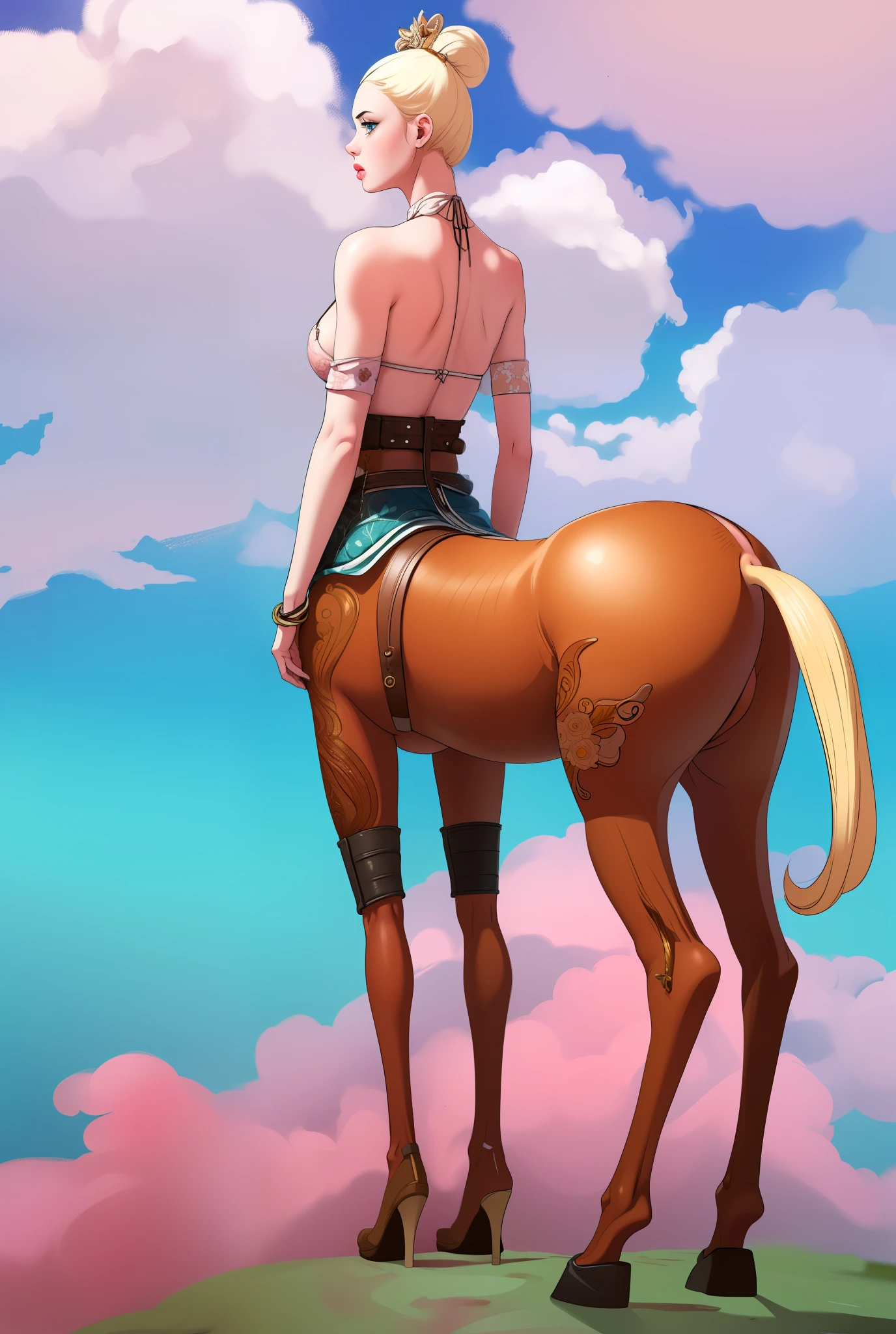 NSFW (nude) (Nami ((human)) large breasts, strip of pubic hair) vaginal penetration, fucking male centaur with horse penis, full body, on a deserted beach