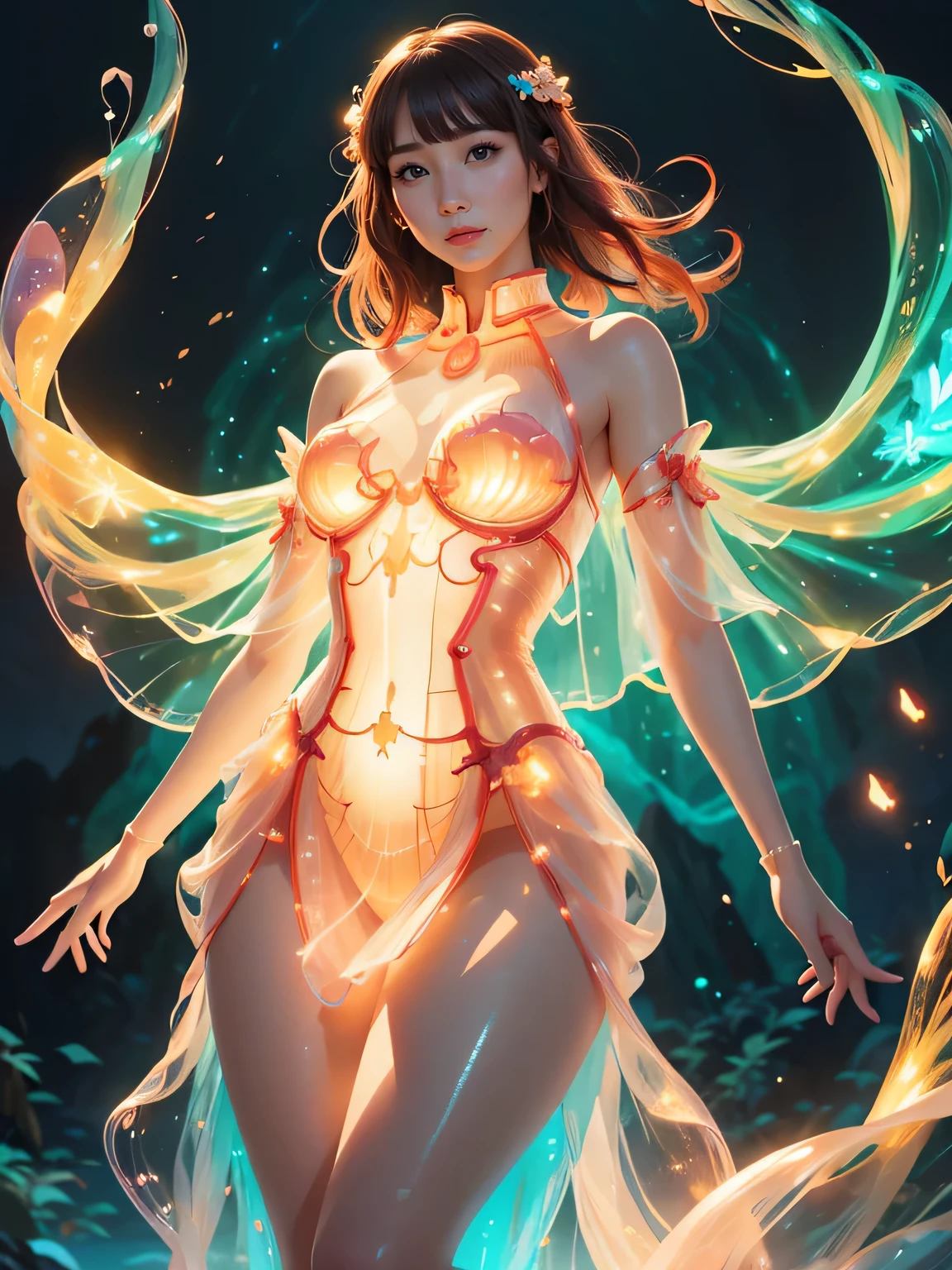curiosity birth evolution stars Nebulae stunning hues ethereal interstellar sparks Sun hyper starry_sky spacious SunShine panoramic sunset ultra sunrise ((dynamic Cinematic sunlight, hyper Best quality, master Masterpiece :1.3)) epic Gorgeous (Emily Rudd:Alicia Vikander) A close up of an supernaturally beautiful and enchanting Atlantean Barbarian War Goddess with a legendary magical spear and angrily shouting in fury. She is skinny dipping in shallow waves in a dark underground sea cave lit only with oceanic ❤bioluminescence❤ Heart that washes over her perfect, irresistible body. Glowing magical golden minimalistic anime-style female battle armor. Her tan skin shimmers with scales. She is athletic, slender, fit, toned, lean, and very muscular with a thin waist and slim hips. She has deeply tanned skin and flowing, lustrous hair. Her large, vibrant, glowing turquoise Asian eyes lock intensely onto the viewer with a predatory, otherworldly allure. She has intricate aquatic-inspired tattoos across her body. Her face has painted designs. Swirling shadows deep path Equirectangular_360 street UnrealEngine5 Ultra Masterpiece Cinematic_sunlight ultra Pro_Photo-realistic optimal ultra_high-quality opengl-shaders ultra_high-details accurate reflex ultra_high-resolution perfection volumetric lightning improved Octane_rendues ultra_high-definition UHD XT3 DSLR HDR 3dcg analogiques extatiques symmetrical dazzling Will-o'-the-wisp global luminescence plasma hearth incandescente reflection varied multi etc. --v6 --s1000 --c20 --q5 --chaos100
