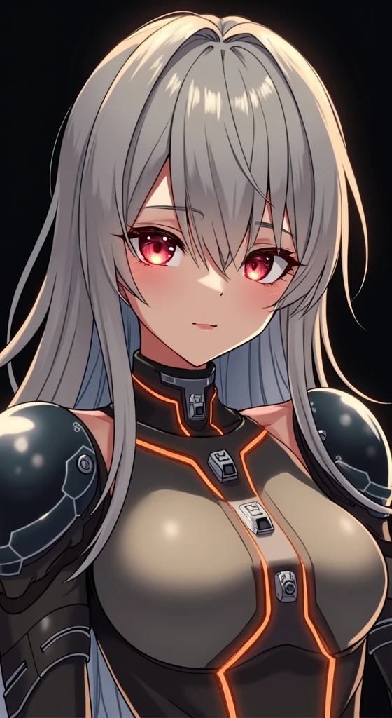 Excellent，work of art，centred, high resolution，highest quallity，hiper HD，very detailled，awardwinning，16K，standing alone，（trunk），anatomical correct，Cute cyberpunk girl，upper body photos、cute face，，blond、long hair、twin tails、braid, thin line，（（scarlet eyes）），long eyelashes，drooping eyelids，Caucasian skin，((shoot head on:1.5)), ((skintight:1.5)), Top of the clock、rocket ship , (breasts big),