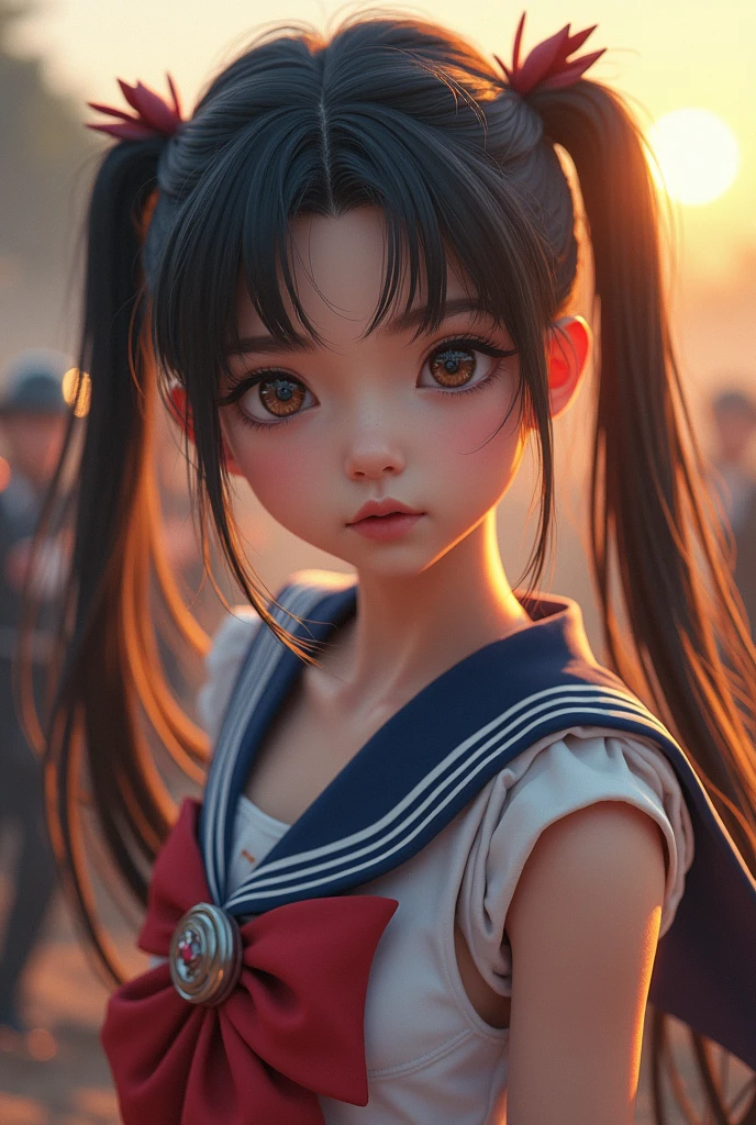 (photorealism:1.2), beautiful schoolgirl showing her belly button, sexy pose