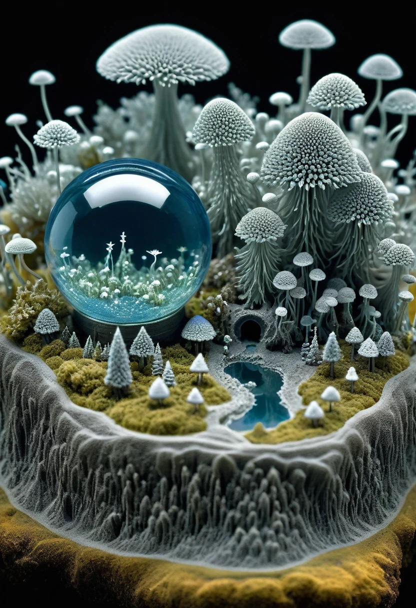 The tiny world seen through an electron microscope, micro, macro, mysterious fantasy, miniature photography