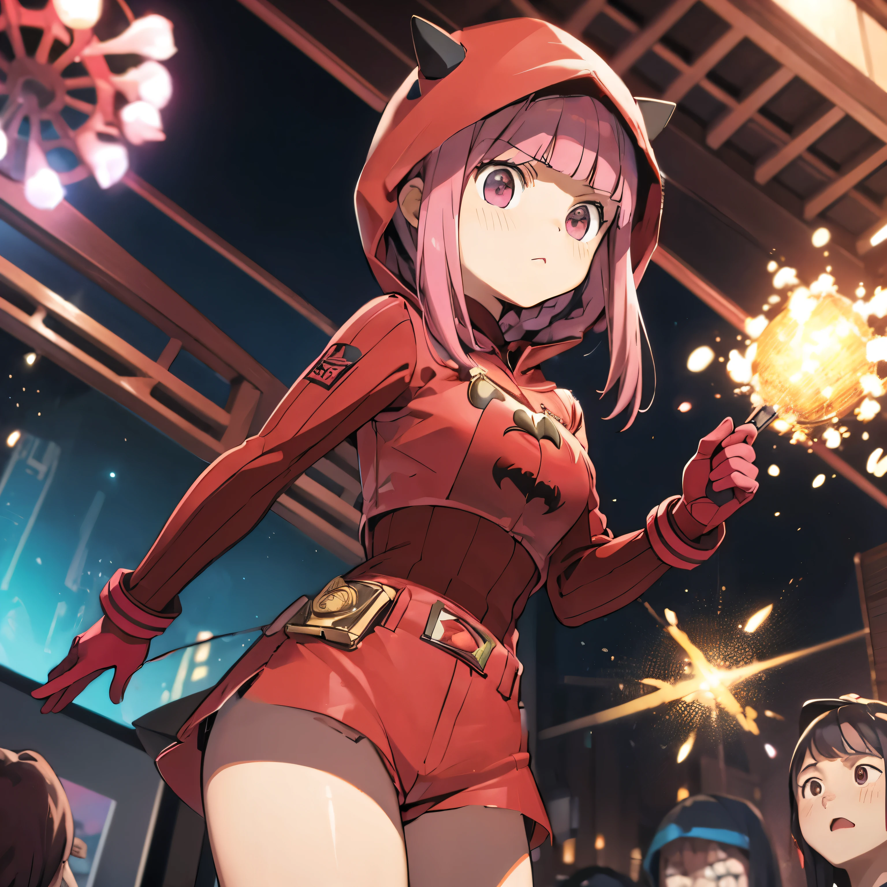 (((red uniform, red shorts, red hood)))