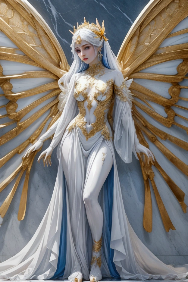 (masterpiece), (best quality:1.4),A beautiful wallpaper of an angelic woman can be created with intricate details. Here's a description of the wallpaper:
The background of the wallpaper is a soft, celestial blue, reminiscent of a clear night sky. In the middle, a stunning angelic woman is depicted, her figure radiant and ethereal. She has long, flowing hair that cascades down her back in gentle waves, shimmering with a golden glow.
The angel woman is adorned in a flowing gown that appears to be made of delicate, iridescent fabric. The gown is intricately embroidered with intricate patterns and designs, featuring delicate filigree and floral motifs. The embroidery is accented with shimmering threads and tiny, sparkling gemstones that catch the light, creating a mesmerizing effect.
Her wings, gracefully unfurled, are a symphony of intricate details. Each feather is meticulously depicted, with delicate lines and patterns, giving them a sense of lightness and movement. The feathers are iridescent, reflecting hues of gold, silver, and soft pastels, as if they are kissed by the moonlight.
The angel woman's face is serene and gentle, with eyes that seem to hold wisdom and compassion. Her features are delicately rendered, capturing a sense of serenity and grace. She has a gentle smile, radiating warmth and tranquility.
Surrounding the angel woman are celestial elements, such as twinkling stars, soft clouds, and shimmering orbs of light. These details add depth and dimension to the wallpaper, creating a dreamlike and enchanting atmosphere.
Overall, this wallpaper portrays a captivating angelic woman with intricate details, evoking a sense of beauty, serenity, and wonder. It would be a stunning addition to any space, bringing a touch of celestial magic and elegance.