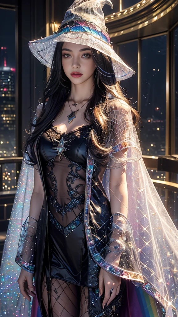 rave festival, night, light rays, edc, rave, highres, lens flare, led, masterpiece, cinematic lighting, perfect skin, long vivid colorful hair, toned, cameltoe, breast focus, legs focus