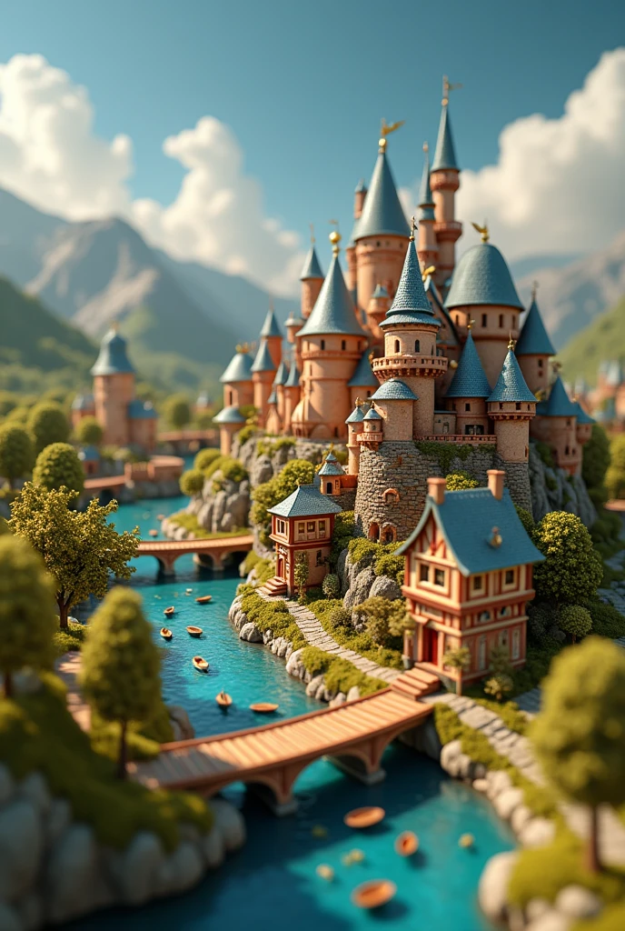 The words "It's a small world" written in large letters at the bottom of the screen, ((masterpiece, highest quality, Highest image quality, High resolution, photorealistic, Raw photo, 8K)), ((Extremely detailed CG unified 8k wallpaper)), Miniature Photography, a miniature town built on a table,