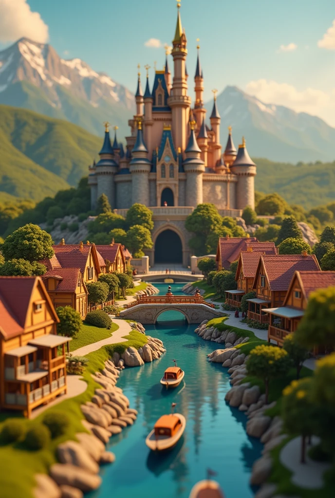 The words "It's a small world" written in large letters at the bottom of the screen, ((masterpiece, highest quality, Highest image quality, High resolution, photorealistic, Raw photo, 8K)), ((Extremely detailed CG unified 8k wallpaper)), Miniature Photography, a miniature town built on a table,