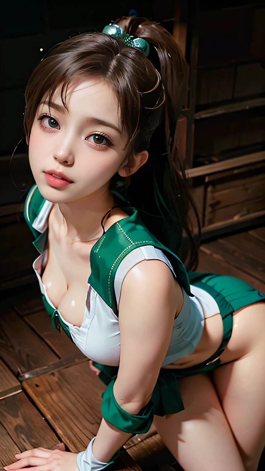 1 girl, young female, a sexy female, young face, green eyes, twintail hair,eightpack , big ass, big breast, realistic, high detail, dramatic, full body, ultra Hd, realistic, opening legs, open your legs, show vagina, a bed, muscular, medium muscle