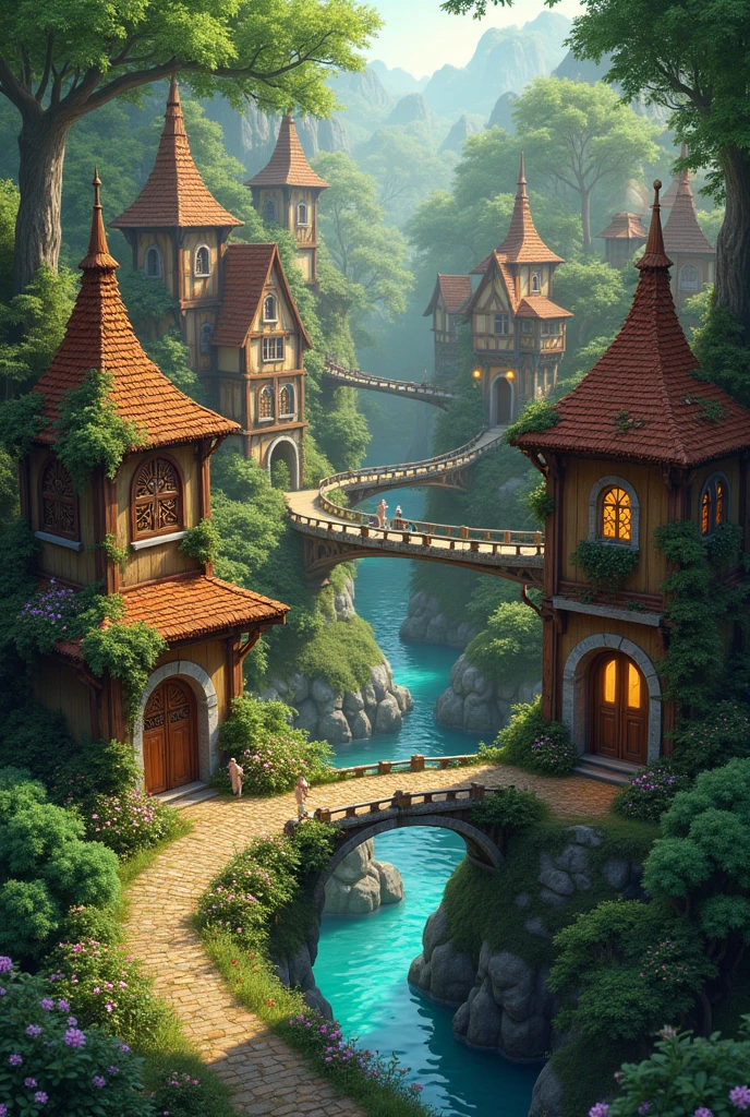 Elfic ville medieval rpg fantasy isometric - SeaArt AI