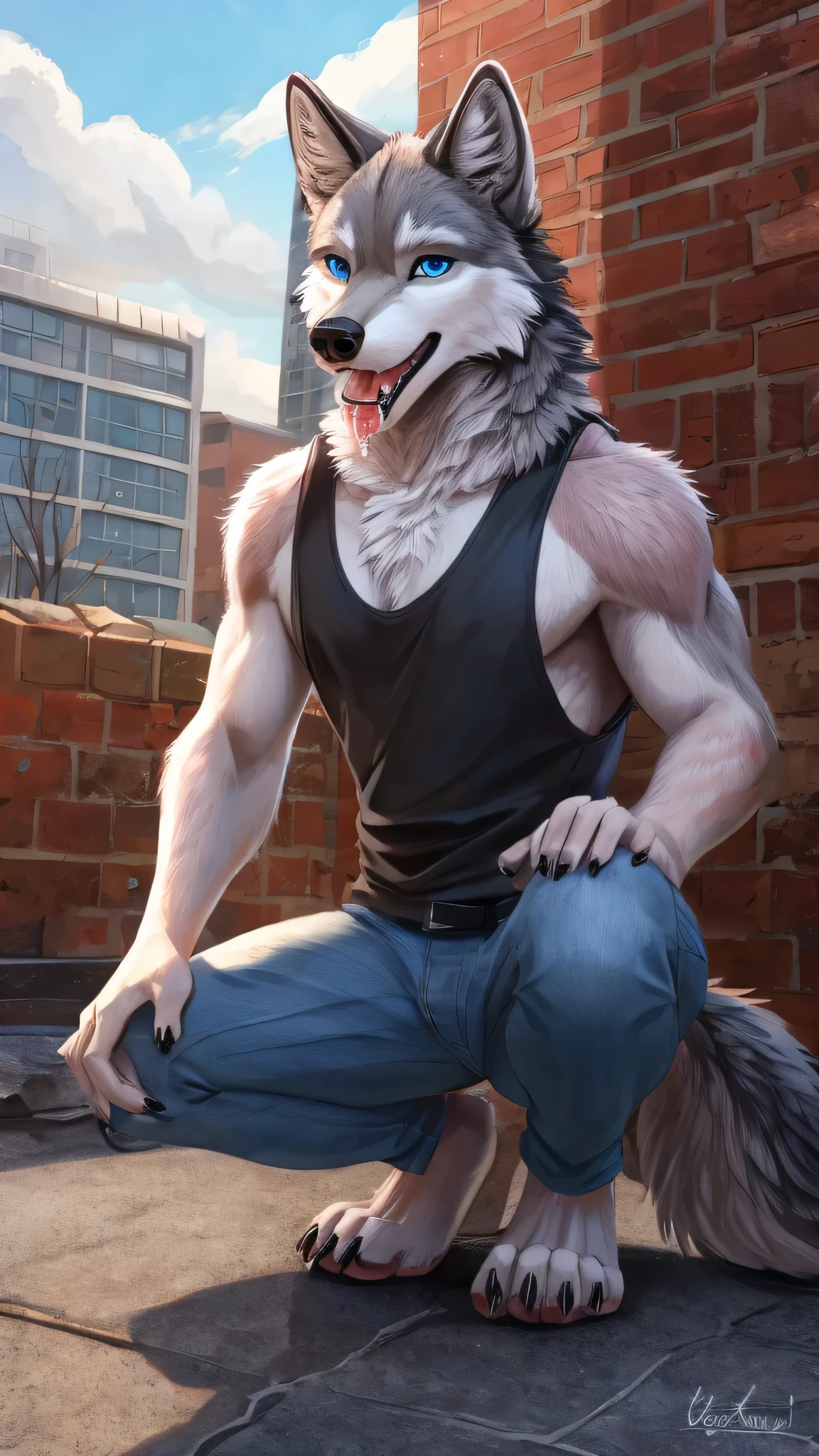 score_9, score_8_up, score_7_up, score_6_up, score_5_up, score_4_up BREAK (furry, anthro, furry art, furry artwork, source furry, uploaded on e621) BREAK barcode tattoos, (mechabare:1.6, broken, damaged, heavily damaged, destroyed, dismembered, dismemberment, severed, severed limbs, severed body, amputee, amputated, missing limbs, robot gore, robot guro), solo, male, adult, white arctic wolf, white fur, muscular, short messy spiky dark blue hair, detailed eyes, hard nipples, huge uncircumcised erect penis with foreskin, erection, component, mechanical parts, mechanical component, sitting, sitting on rock, leaning back to a pile of trash, in a dark dim alleyway at night, dark dim alleyway background at night, angry expression, looking at viewer, BREAK good quality, best quality, high quality, high definition, hd, 4k, 8k, masterpiece, intricate, extremely intricate, intricate details