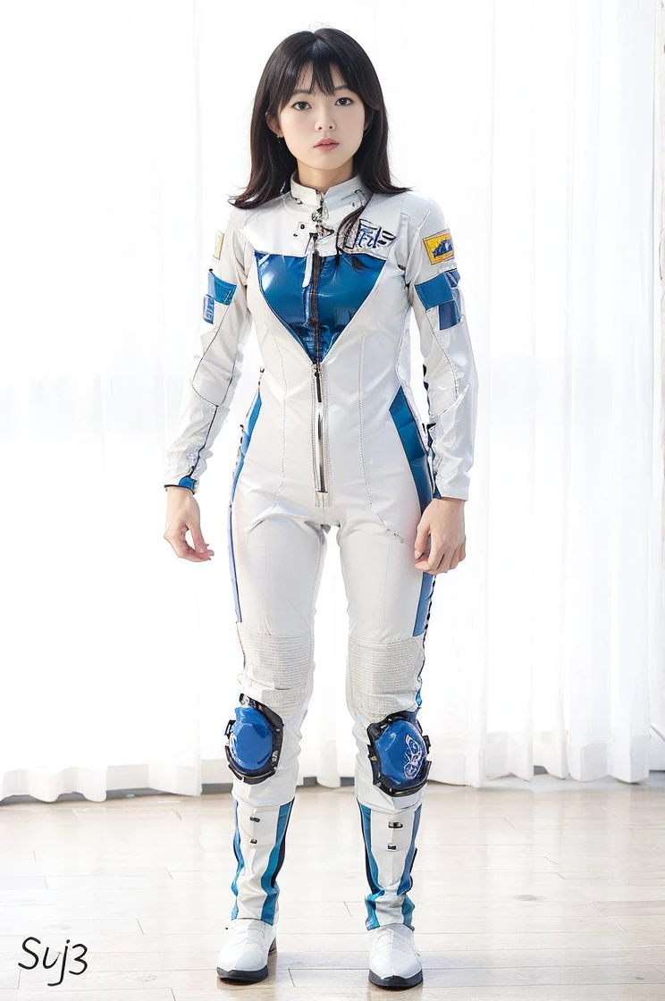 Earth Federation Pilot、Pilot Suit、Japanese women、latex black hair、latex、Real、