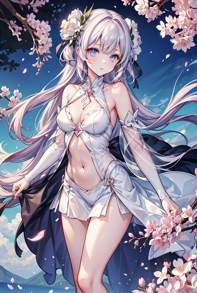 Cherry blossom background,(((((dress lift Transparent see-through cloak))))),((naked))　((NSFW))　((hentai))Long Hair　Blonde　Toddler girl　　　　Elementary school student, shot from below　White Veil　No panties((chignon))(extra long hair))((blunt bangs))((pussy))((bitch))((nipple piercing))((tsurime))((big eyes))((skinny body))((tall))(pale white skin))((botanical print))((toddler))((show off nipples under shirt))(pale white skin))((botanical print))((toddler))