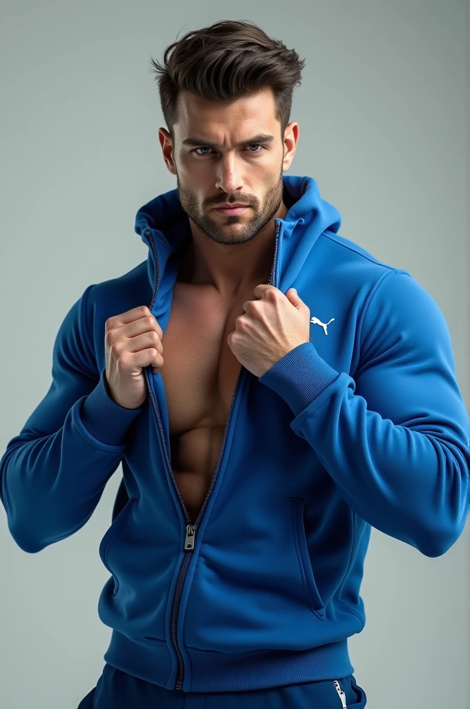 A man in Indian LUX VENUS blue   undervest  and LUX Classio   blue underwear 