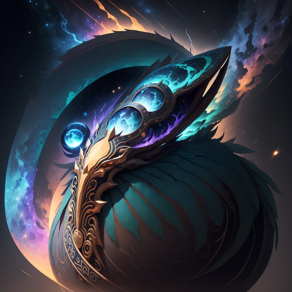 Cosmic serafim, glowing light eyes, Biomechanical, eerie, Creepy, nightmarish, Very bright colors, Light particles, with light glowing, Mshiff, wallpaper art, UHD wallpaper