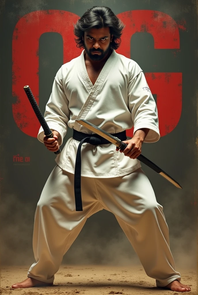 An anime-style illustration resembling Japanese charcoal painting on burlap depicts a man with glasses and a beard in various kung-fu poses. The strokes capture the dynamic movements of martial arts, adding a sense of energy and fluidity to the artwork