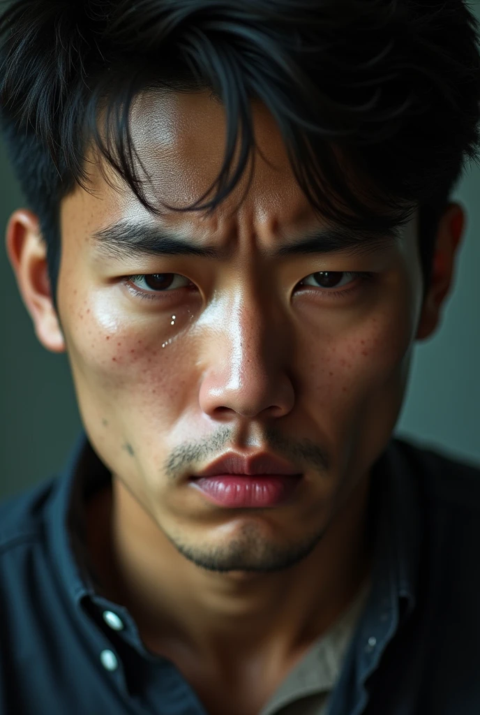 My skin is oily and greasy、A man with a troubled face