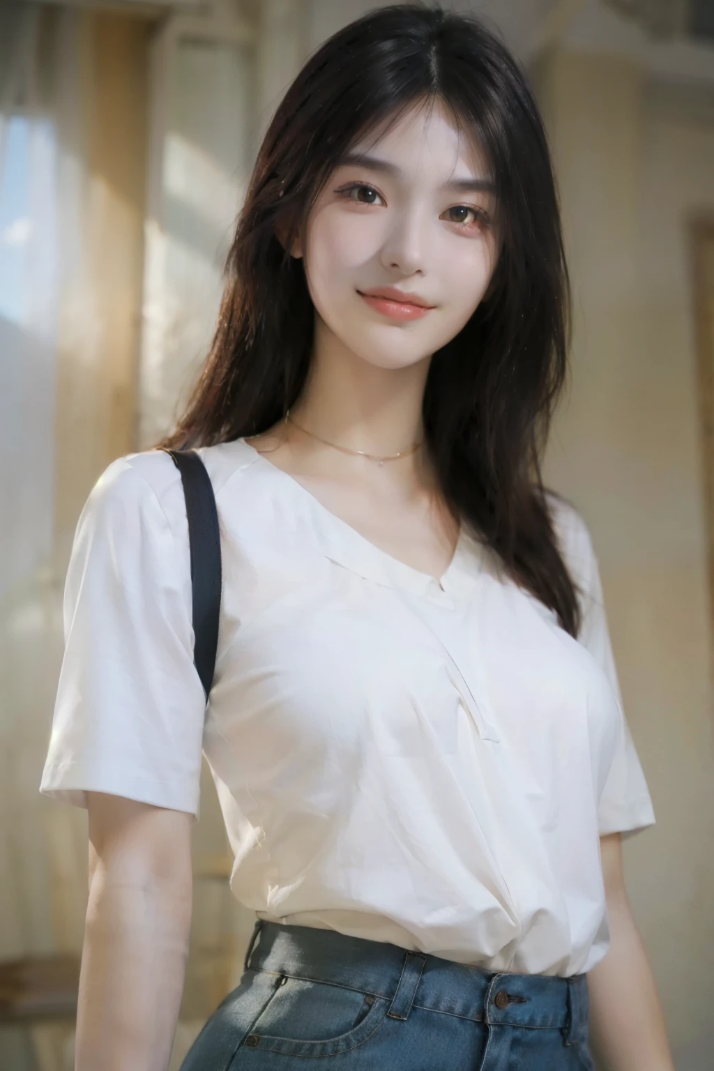 Asian Beauty,Chinese high school students,youth,,Juvenile beauty,Fair,thin,Sweet Girl,Slightly raised chest,Smile,cute,Dissemination,Happy to look at you