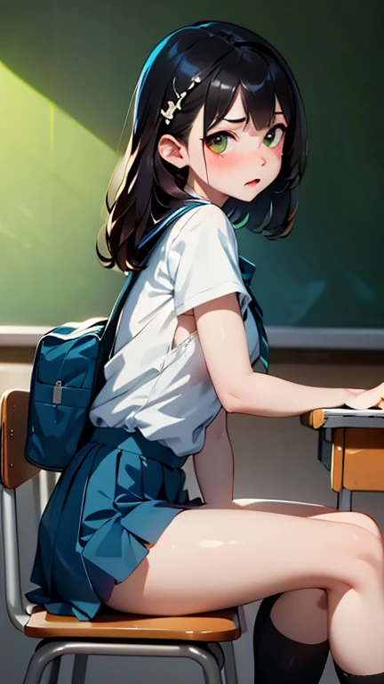 score_9, score_8_up, score_7_up, asian, 1girl, sitting in guy's lap, cowgirl position, looking at viewer, facing away, classroom, petite girl, legs wide open, abandoned, used, excessive cum on body, textured skin, sweating profusely, cute, annoyed, kawai, shoulder length hair, bangs, 18year old, wearing short skirt, skirt lifted, panties around thigh, backpack, school uniform, wearing loose shirt, sideboob,   after sex, cum dripping, cumshot on legs, cum on face, concept art, expressiveh, realistic, low light,  motion lines, people in the background, cum splash from ass, 1man, sitting in chair, sitting under girl, facing front, penis in pussy, deep penetration, girthy penis, size difference, pureerosface_v1, ng_deepnegative_v1_75t