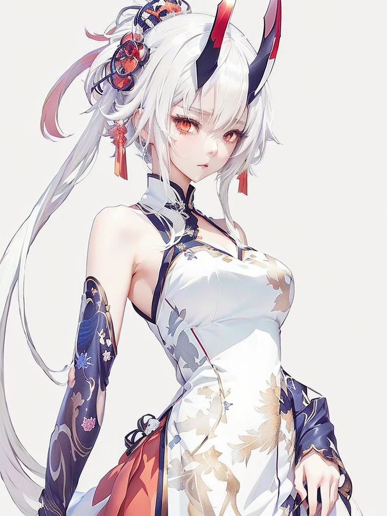 anime, anime girl, white hair, long hair, white dress, white background, white background, white background, white background, white background, hair, hair, white haired deity, onmyoji detailed art, female anime character, beautiful anime artwork, anime character art, pretty anime character design, anime character; full body art, by Shitao