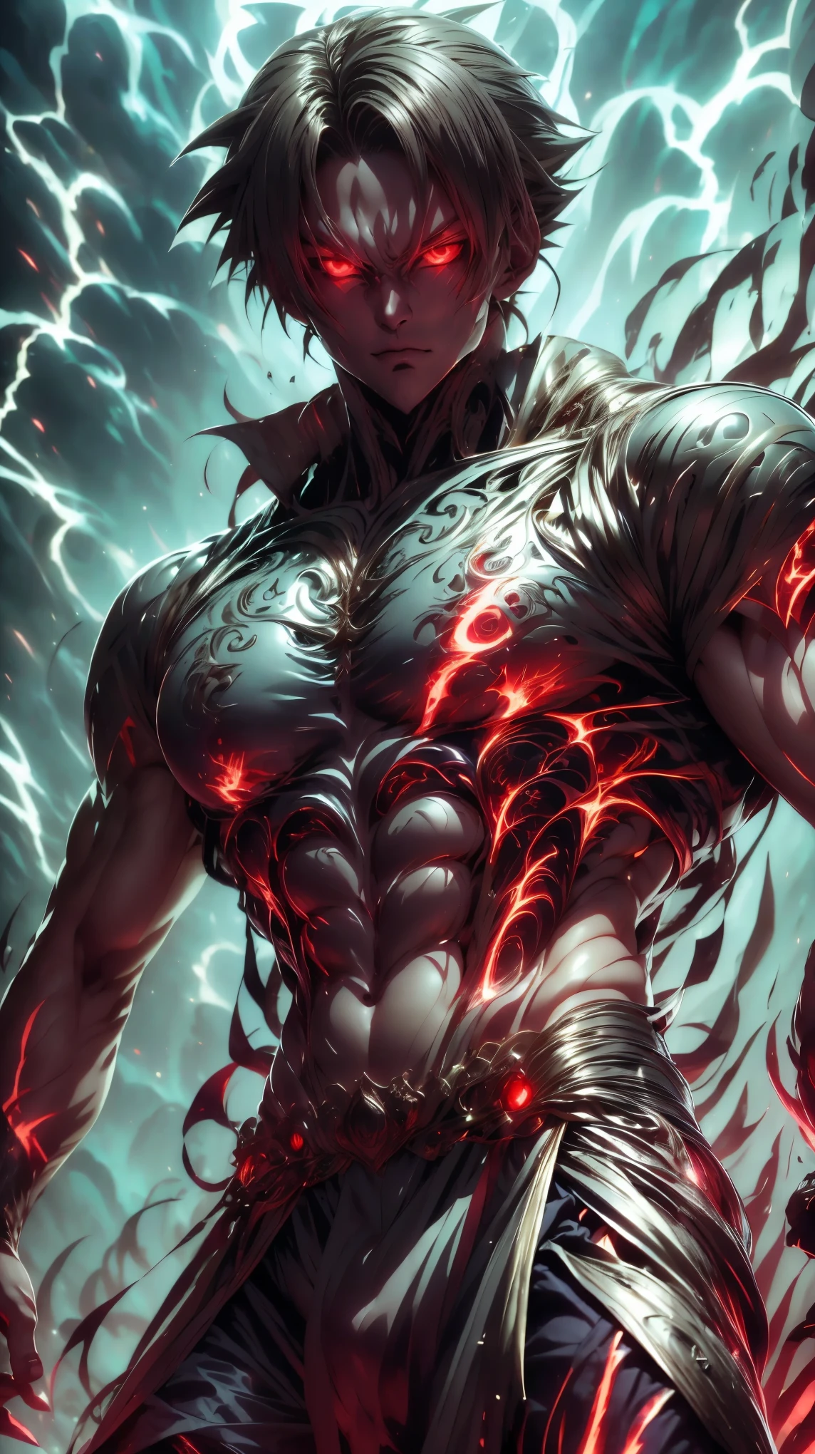 epic anime style, purple lightning, evil temperament, 20-year-old male shadow assassin, glowing black aura, shadow supervisor, handsome face, brilliant and majestic. Beautiful standard body and complete body structure. full body shot of a man with lightning in his hand, an epic anime about a purple energy man, in a battle stance with dark hair and glowing eyes looking at the viewer. Cool Gapmoe Yandere, menacing look, gintama's Hijikata Toushirou, inspired by Masanobu Okumura, the originator of the anime art style, Nobutaka Ike, the night war rages behind him. Highest image quality 8K, details everything 8K.