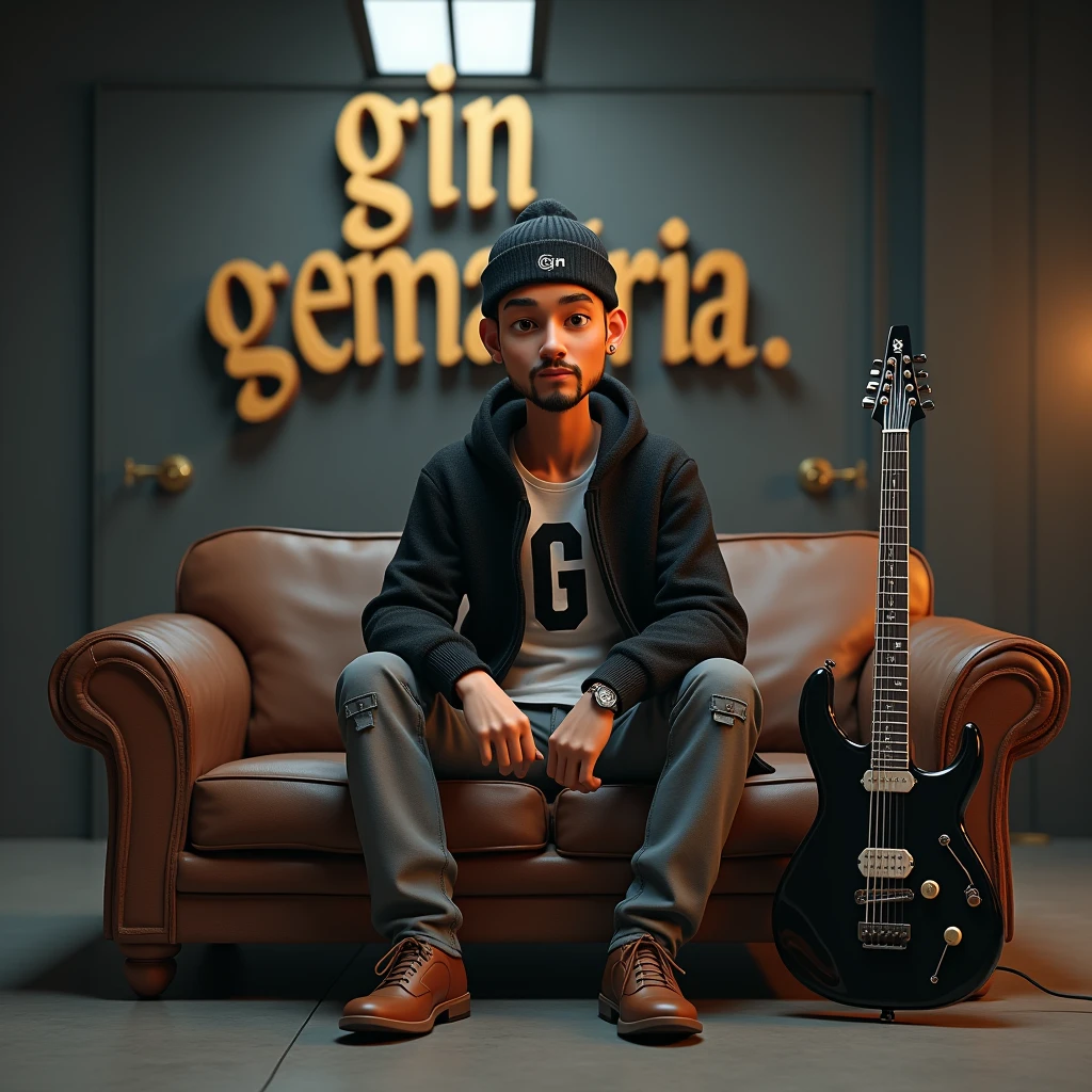 (photorealism:1.2) realistic high detailed definition Malay old man sitting on chair left hand hold cup of coffee and right hand hold cigarette smile face background filthy bricks wall on the room morning mode sunlight effect silhouette  wearing shirt black shirt wrote iron maiden full body wearing glasses long black  hair short jeans wearing boot black skin jacket  wet floor flower tree and electric guitar  Gibson sg red colour on side  marshall amplifier magazines on floor poster pink Floyd on wall rack full of vinyl records weed plant on the table heavy metal band poster on the wall  messy room smoke effect  makeup like Ozzy Osbourne  magazine cover wrote rileks retro font