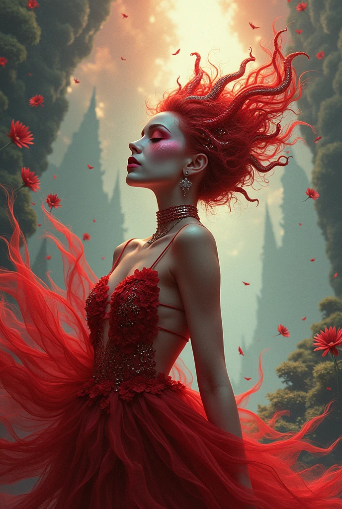 (masterpiece), (4k), (fujiflm), (16k), Visually captivating artwork, with skillful use of color, composition, and light. Innovative artwork, showcasing unique and imaginative concepts. (gore , colourful , princess in blood elements) Emotionally resonant artwork, effectively conveying a narrative. Momentum-aligned artwork, reflecting a sense of movement and progress. Skillfully crafted artwork, demonstrating meticulous detail and technique.