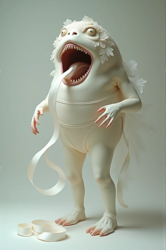 (ultra detali, high qualiy, work of art), face detailed, beast eyes (detailedeyes), mythology artwork, Extremely pale skin, colorless skin, purple horns, a face of perfect proportions, black eyes with yellow pupils, keep an intense gaze, white hair, Very hairy armpits, armpits full of hair, color gradient on the skin, white and purple skin, no clothing, extremely hairy vagina, vaginal hair reaching the belly, completely hairy vagina, golden shackles on the legs, pregnant, Large belly, child, psychopath, Grinning, extravagant smile, tufts of hair on the chest