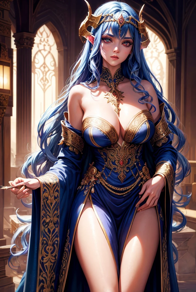hijabi, (Masterpiece, Top Quality, Best Quality, Official Art, Beautiful and Aesthetic: 1.2), (1 Flower), Upper Body, Extremely Detailed, (Fractal Art: 1.3), Colorful, Most Detailed, beautiful mongol queen in hijab showing cleavage in sexy bellydancer highslit temple, Soft smile, choker