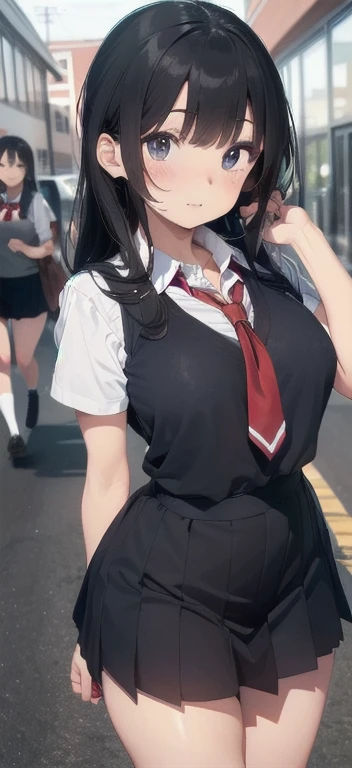 masterpiece, Highest quality,(Browsing Caution:1.2),alone, Cowboy Shot,sonoda umi, Magical Girl Glasses, Earrings, Knee socks chest,Outdoor,Day, Arms crossed,Golden Eyes, Embarrassing,(Blushing:1.2)、Completely naked、Nipples are visible
