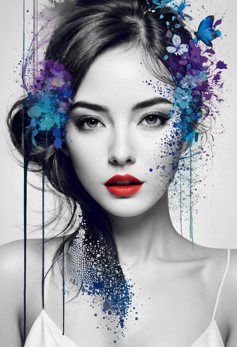 typography_art, Woman&#39;s face,Japanese text, Black background, Colorful Themes