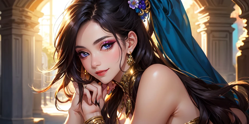 1 girl,长of_hair,watching_exist_audience,one_Eye_closure,独自of,Keep,绿色of_Eyes,Keep_arms,arms,only_Shoulder,outdoor,黑色of_hair,sky,蓝色of_sky空,sky空,closure_Mouth,Poker face,shadow,Mouth唇,Light_particle,earrings,jewelry,蓝色of_background,close up,Foreshortening,模糊of,depth_of_site,aim,gem,Eyelashes,armband,bow_(arms),凌乱of_hair,arrow_(projectile),freckle,logo,painting_bow,Keep_bow_(arms),绿色of_gemstone,nose,hand,magexistama,magexistama_earrings,head_chain, ,Princess_風成of,duplicexiste,Photoshop_(中等of),high resolution,荒謬of,Pixel perfect_duplicexiste,有薪酬of_remuneration,pexistreon_remuneration,ghostblade