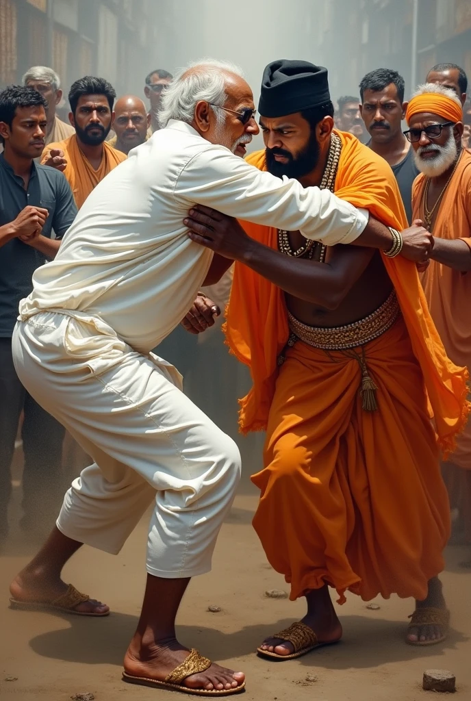 Naredndra modi and yogi adityanath fighting 